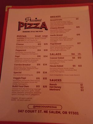 Menu photo 2 Precious Pizza Salem, OR Menu photo 2 Precious Pizza Salem, OR