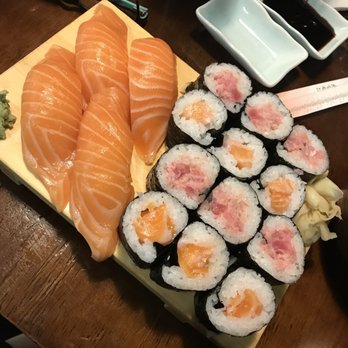Musashi's - Look at this salmon great big cuts but not that texture and flavor we are familiar with. - Sushi Bars Near Me - Seattle, Washington