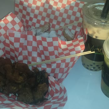 Magic Cup - voodoo chicken and magic puff with sugar powder only, milk tea, and kiwi drink - Coffee & Tea Near Me - Houston, Texas Magic Cup - voodoo chicken and magic puff with sugar powder only, milk tea, and kiwi drink - Coffee & Tea Near Me - Houston, Texas