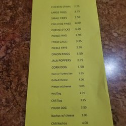 Oregon Trail Lanes - Menu