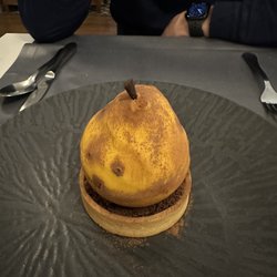 AS 1829 - This a desert shape of a pear! The inside ganache white chocolate and pear compote! This was amazing