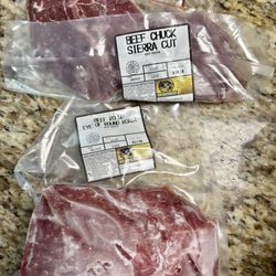 Logan Family Farms - Beef round roast & beef chuck sierra