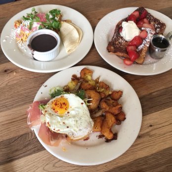 Plow - Brunch dishes - chorizo scramble, prosciutto and gruyere toast, French toast - Breakfast & Brunch Near Me - San Francisco, California