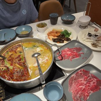Happy Lamb Hot Pot - Spicy broth and golden cabbage broth - Mongolian Near Me - Chicago, Illinois