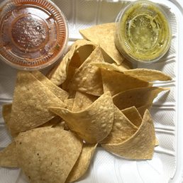 A small bag of chips and salsa come with to go orders A small bag of chips and salsa come with to go orders