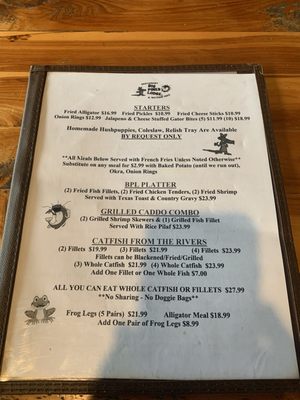 Menu photo 1 Big Pines Lodge Karnack, TX