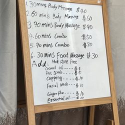 Olive Massage - Current price list.