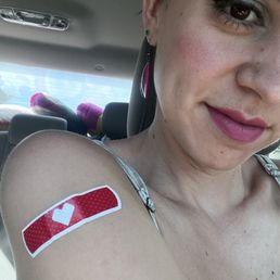 Got my updated Covid-19 vaccine, peak the adorable heart bandaid provided! Got my updated Covid-19 vaccine, peak the adorable heart bandaid provided!