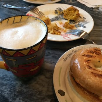 Caffe Bon Ami - Cafe Au Lait, Brie, spinach, egg sandwich, pumpkin cronut (aftermath) - Bakeries Near Me - Cranston, Rhode Island
