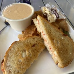 Lobster grilled cheese with lobster bisque Lobster grilled cheese with lobster bisque