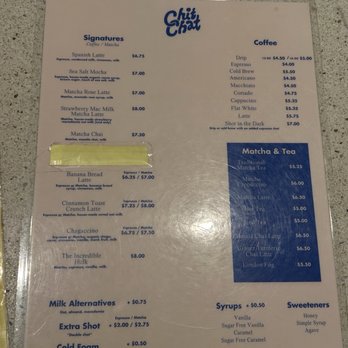 Chitchat Coffee + Matcha - Menu - Coffee & Tea Near Me - Chatsworth, California