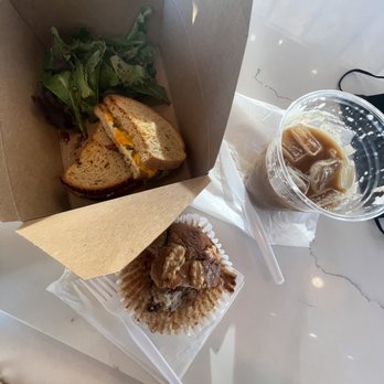 Klatch Coffee - Spicy Panini, Banana Nut Muffin & Salted Caramel Cold Brew! - Coffee & Tea Near Me - Chino Hills, California