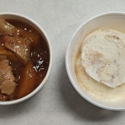Peach Cobbler Factory - Mango Peach Cobbler with cinnamon vanilla ice cream