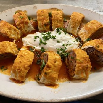 Sofra Grill - Beyti: Seasoned beef & lamb wrapped in flatbread topped with tomato sauce. (Served with yogurt & butter sauce). - Mediterranean Near Me - South San Francisco, California