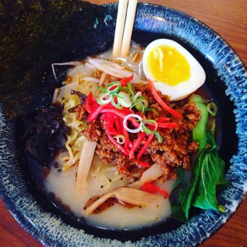 Bluefish Grill - Spicy Pork Ramen - Mabo Shoyu Ramen with bamboo shoots, bean sprouts, half soft boiled egg, seaweed and bok choy. - Asian Fusion Near Me - Midlothian, Virginia Bluefish Grill - Spicy Pork Ramen - Mabo Shoyu Ramen with bamboo shoots, bean sprouts, half soft boiled egg, seaweed and bok choy. - Asian Fusion Near Me - Midlothian, Virginia