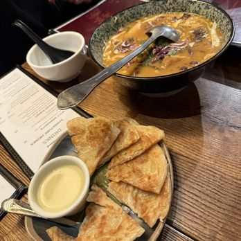 Burma Superstar - platha and samosa soup - Burmese Near Me - San Francisco, California Burma Superstar - platha and samosa soup - Burmese Near Me - San Francisco, California