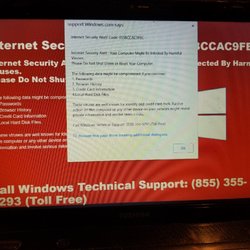 Tech Bytes - Virus popup scam. Never call that number as they are not who they say they are.