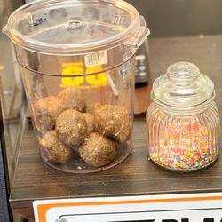 99 Punjabi dhaba - Don't forget to throw some palate-cleansing sanf(?) in your mouth. And we called the tasty balls on the left "dirt doughnuts."