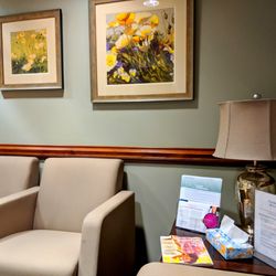 Penn Radiation Oncology Radnor - Penn Radiology, Radnor -- Waiting room, after getting in gown. (What's with the flowers? Stereotype ladies like flowers?)