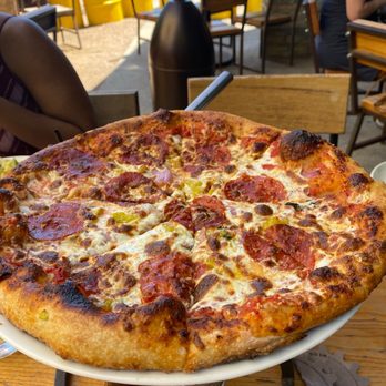 Pie Tap - Henderson - Pepperoni Pie (with red onions and peperoncinis) - Pizza Near Me - Dallas, Texas Pie Tap - Henderson - Pepperoni Pie (with red onions and peperoncinis) - Pizza Near Me - Dallas, Texas