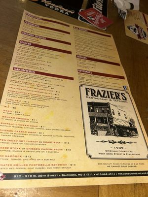 Menu photo 3 Frazier's On the Avenue Baltimore, MD Menu photo 3 Frazier's On the Avenue Baltimore, MD