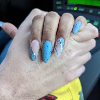 Lux Nails - Nail Tech: Jason Blue, Nude and Silver - Nail Salons Near Me - Vancouver, Washington