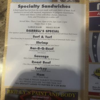 Darrell's - Menu - Sandwiches Near Me - Lake Charles, Louisiana Darrell's - Menu - Sandwiches Near Me - Lake Charles, Louisiana