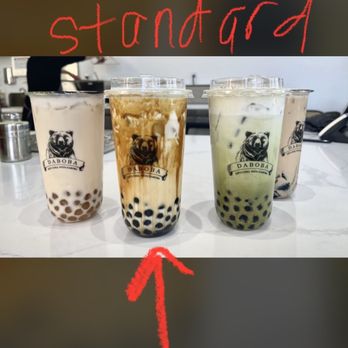 Daboba - Compare my other photo of what I received to what the owner posted of a standard amount of black pearls, this is cheating. - Bubble Tea Near Me - San Diego, California