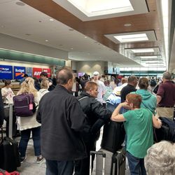 Budget Rental Cars - Part of the congestion at the Budget/Avis rental counter.