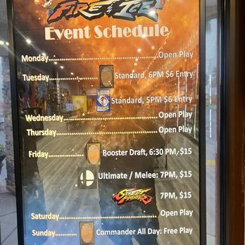 Fire and Ice Games - Tournament schedule as of 12/6 - Hobby Shops Near Me - Rocklin, California