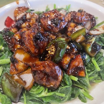 Din Ho Chinese BBQ - Shrimp & Snowpea Leaves - Barbeque Near Me - Austin, Texas