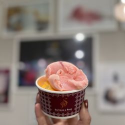 Saffron & Rose Persian Ice Cream - Small Cup (~$6): includes 2 flavors - Saffron w Pistachio & Pink Rose