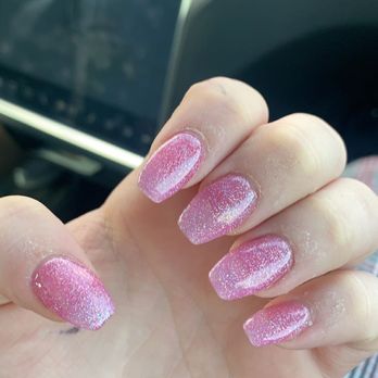 Top Nails - acrylic nails with a sparkly pink polish - Nail Salons Near Me - Winchester, Virginia Top Nails - acrylic nails with a sparkly pink polish - Nail Salons Near Me - Winchester, Virginia