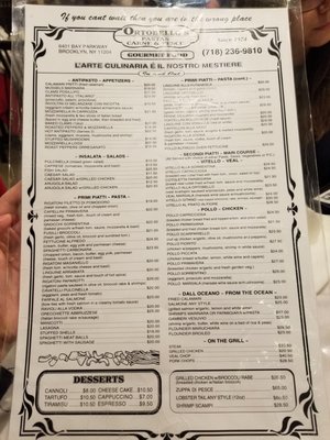 Menu photo 7 Ortobello Restaurant Brooklyn, NY