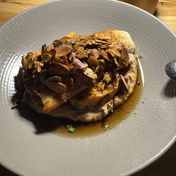 Conifer - Halibut Almondine, sweet potato, chestnut - New American Near Me - Bentonville, Arkansas Conifer - Halibut Almondine, sweet potato, chestnut - New American Near Me - Bentonville, Arkansas