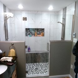 H & M Ebling Glass Shop - Frameless Shower w/ (2) Half Walls