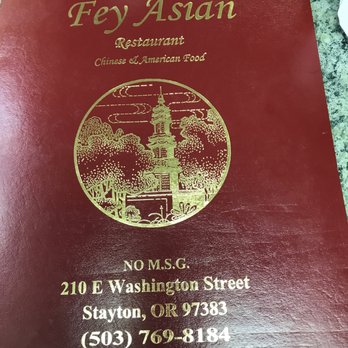 Fey Asian - Menu cover - Chinese Near Me - Stayton, Oregon