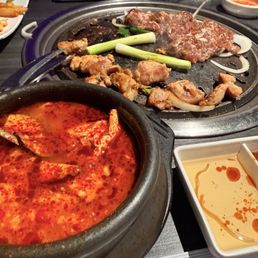 Spicy Tofu Soup, garlic chicken, bulgogi Spicy Tofu Soup, garlic chicken, bulgogi