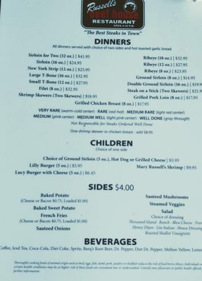 Menu photo 1 Russell's Beef House Restaurant Corinth, MS