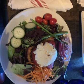 Anthony J's Bistro - Portabela Bruschetta with roasted red peppers & goat cheese on garlic crouton - Italian Near Me - Mystic, Connecticut Anthony J's Bistro - Portabela Bruschetta with roasted red peppers & goat cheese on garlic crouton - Italian Near Me - Mystic, Connecticut