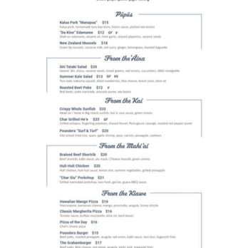 Pounders Restaurant - This is their current menu. That's it!! So ...so ... so ...disappointing!! - Pizza Near Me - Laie, Hawaii Pounders Restaurant - This is their current menu. That's it!! So ...so ... so ...disappointing!! - Pizza Near Me - Laie, Hawaii