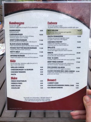 Menu photo 2 Andy's Crosslake Crosslake, MN