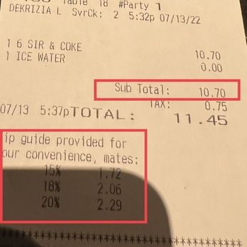Outback Steakhouse - Outback's deceptive tipping recommendations calculate the percentage after (including) tax instead of before. - Steakhouses Near Me - Naples, Florida Outback Steakhouse - Outback's deceptive tipping recommendations calculate the percentage after (including) tax instead of before. - Steakhouses Near Me - Naples, Florida