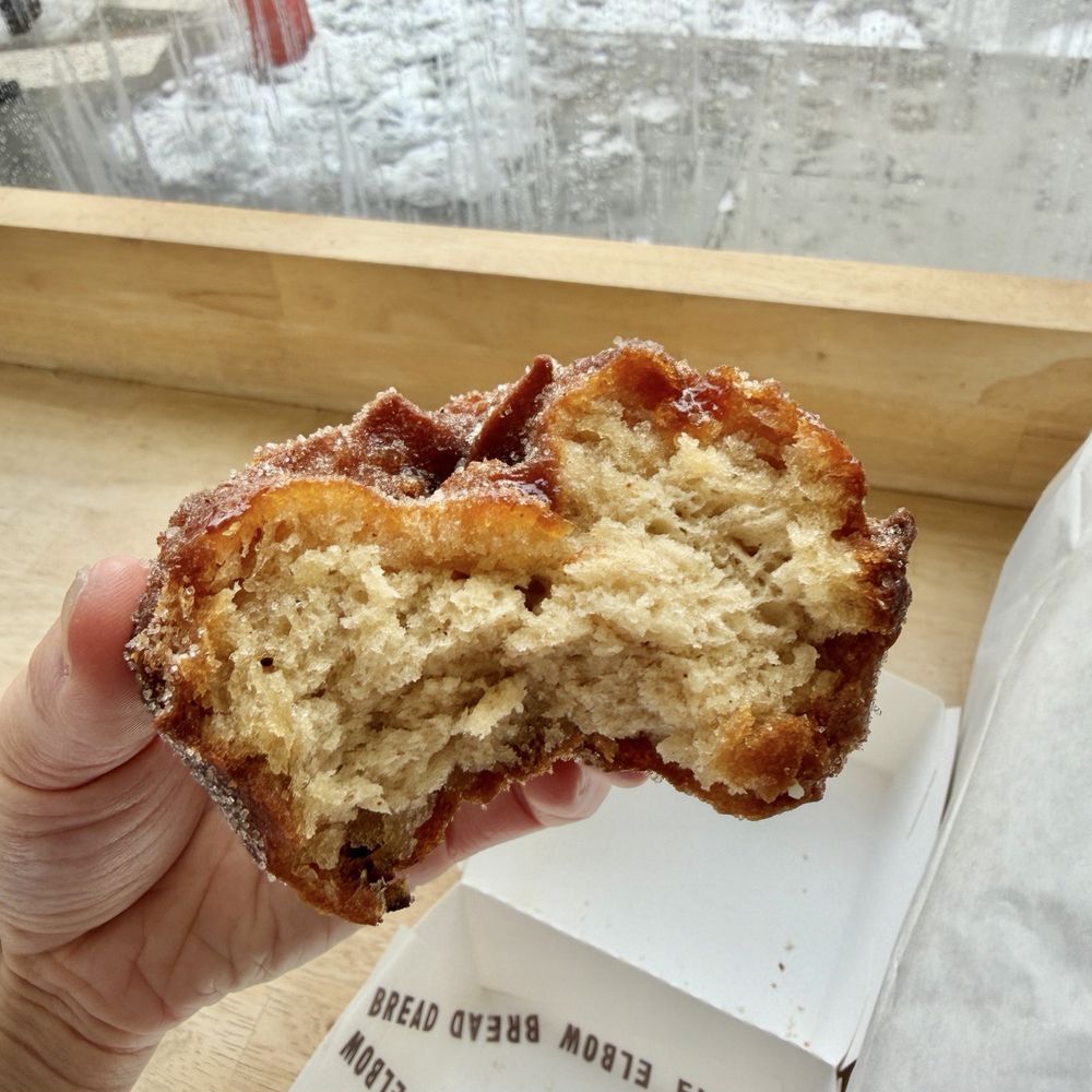 Elbow Bread - Triple apple cider cake doughnut-- soft, moist, and almost creamy inside + fragrant apple flavor - Bakeries Near Me - New York, New York Elbow Bread - Triple apple cider cake doughnut-- soft, moist, and almost creamy inside + fragrant apple flavor - Bakeries Near Me - New York, New York