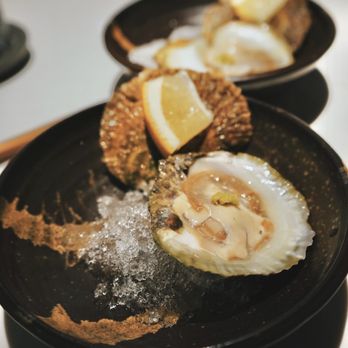 Hidden Omakase - First dish: Flat European Oyster with fresh wasabi - Sushi Bars Near Me - Houston, Texas Hidden Omakase - First dish: Flat European Oyster with fresh wasabi - Sushi Bars Near Me - Houston, Texas