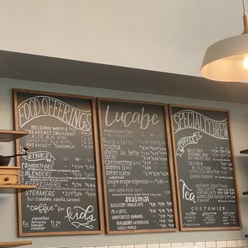 Lucabe Coffee Co. - Menu 5/15/21 - excited for the PB&J latte! - Coffee & Tea Near Me - Columbus, Indiana Lucabe Coffee Co. - Menu 5/15/21 - excited for the PB&J latte! - Coffee & Tea Near Me - Columbus, Indiana