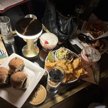 The Wig Shop - Sliders, ceviche, and popcorn chicken with fries - Cocktail Bars Near Me - Boston, Massachusetts The Wig Shop - Sliders, ceviche, and popcorn chicken with fries - Cocktail Bars Near Me - Boston, Massachusetts
