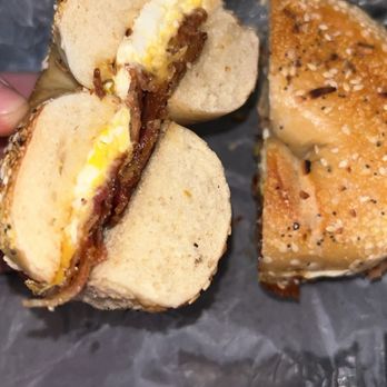 Rain-N-Bagels - Bacon, egg, & cheese on everything bagel - Breakfast & Brunch Near Me - Beaufort, South Carolina Rain-N-Bagels - Bacon, egg, & cheese on everything bagel - Breakfast & Brunch Near Me - Beaufort, South Carolina