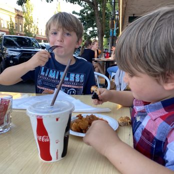Noble Wave - Boys eating Alligator! They loved it.. now that's all they wanna eat. They order it, over the chicken! - Cajun/Creole Near Me - Salem, Oregon