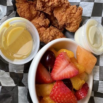 Dumplins Bistro & Bakery - Chicken strips with their fruit cup. - American Near Me - Jackson, Tennessee Dumplins Bistro & Bakery - Chicken strips with their fruit cup. - American Near Me - Jackson, Tennessee